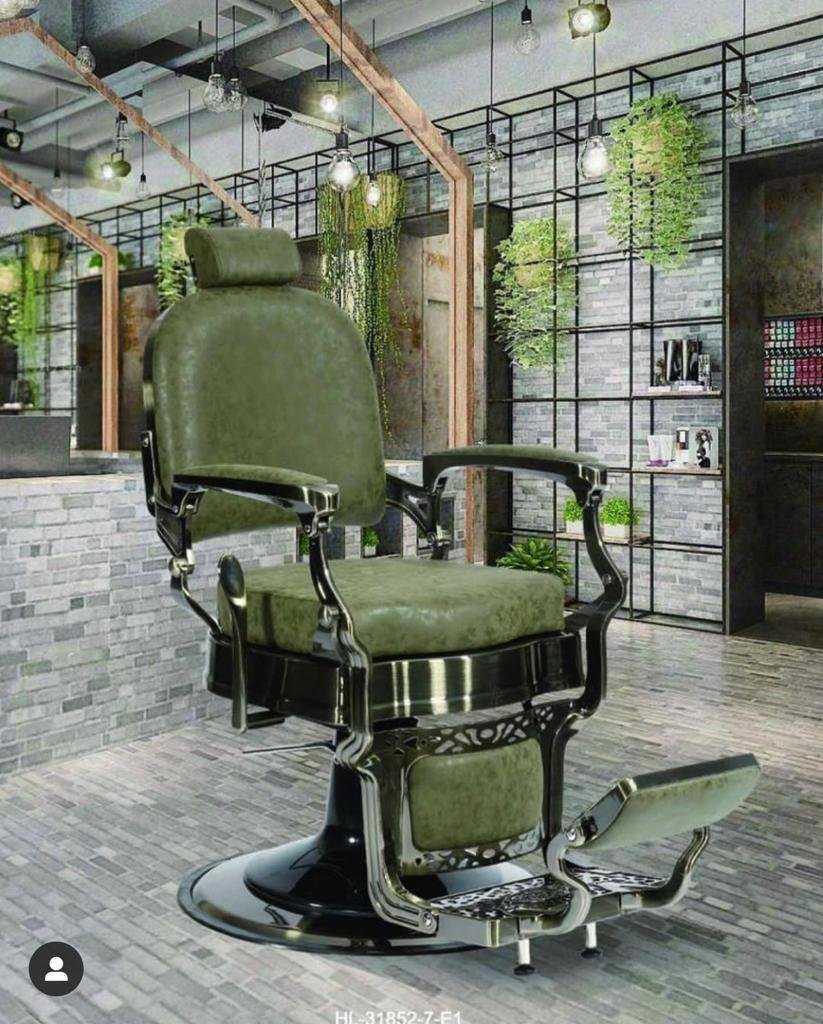 Olive Green Barber Chair - Image 2