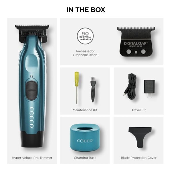 Cocco Hyper Veloce Pro Trimmer, Digital Gap Graphene Blade Edger, High-Torque Brushless BLDC Motor, Cordless, All-Metal Design, Lithium-Ion Battery, Charging Base Included - Image 4